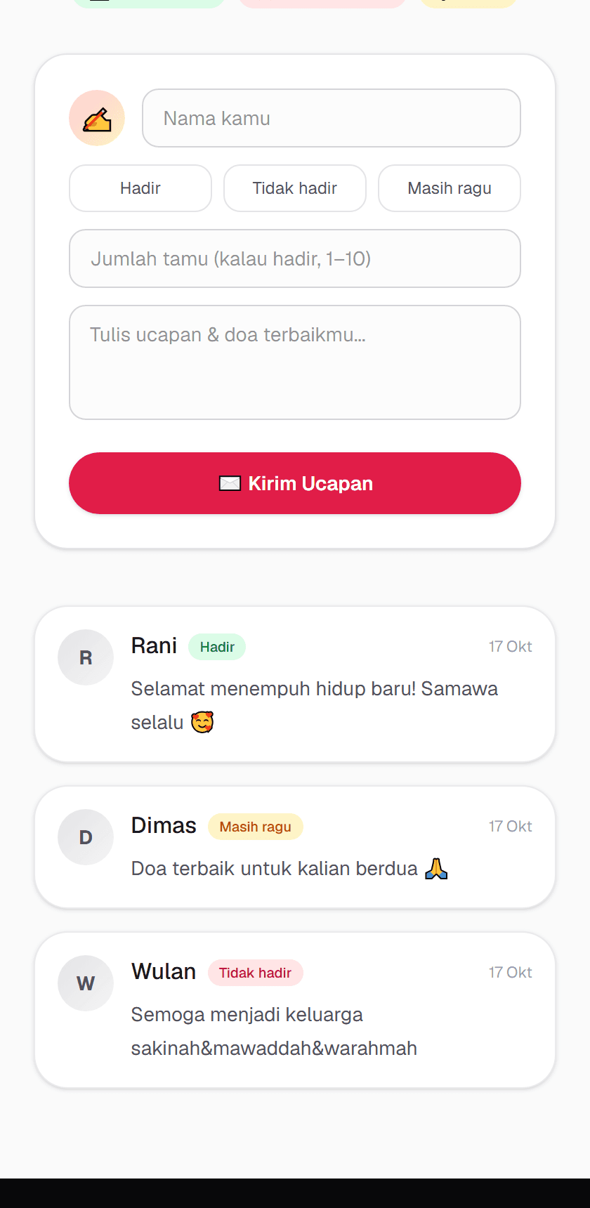 RSVP & ucapan